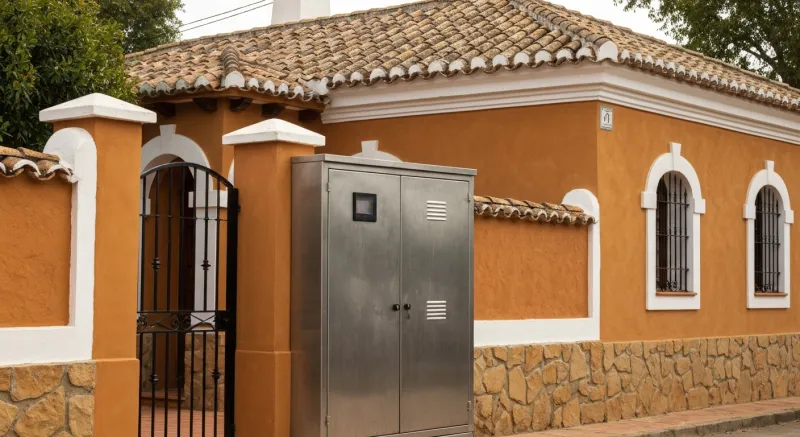 Armario de disconectador en exterior de vivienda en Begur
